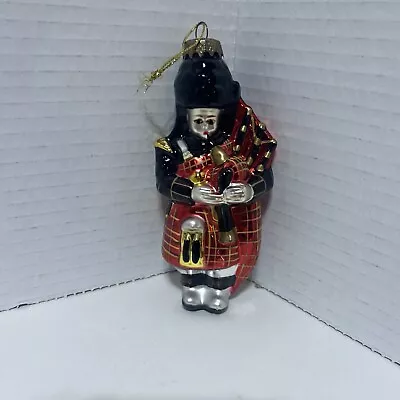 Vintage Hand Blown Glass Highland Bagpiper Piper Christmas Ornament 5” Holiday • $32.97