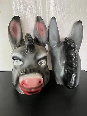 VTG Donkey Head Piece Costume Mask Halloween Mascot Mule Large Adult Rare Creepy • $199