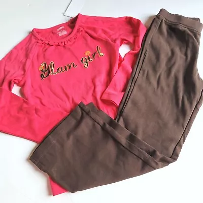 Gymboree Girls Sz 5 Fall For Autumn Glam Girl Shirt & Brown Flare Pants Set NWT • $27.55