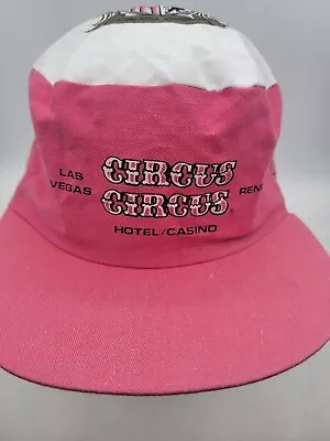 Vintage Circus Circus Hat Las Vegas Casino Clown Painters Cap 80s Pink Snapback • $9.99