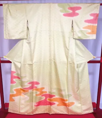 Japanese Kimono “Houmongi” Pure Silk/Light Green/Japanese Tradition/Antique • $1
