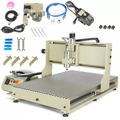 USB CNC 6090 4 Axis 2.2KW CNC Router Small Wood Metal Engraving Milling Machine • $2089.05