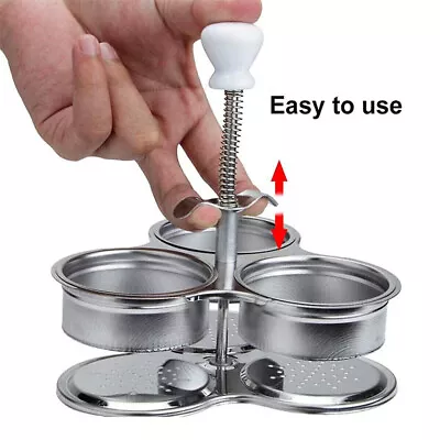 Egg Poacher Pan Stainless Steel Poached Egg Cooker Perfect Maker 3 Compartments • £6.99