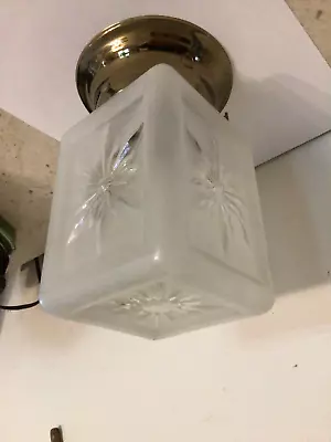 Vintage Retro MCM Mid Century Glass Starburst Shade Hall Foyer Light Fixture • $65