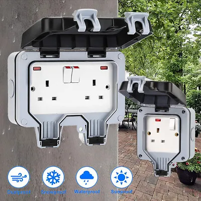 £11.98 • Buy Waterproof Outdoor Socket Double Socket 13A Wall Electrical Outlets Power Socket