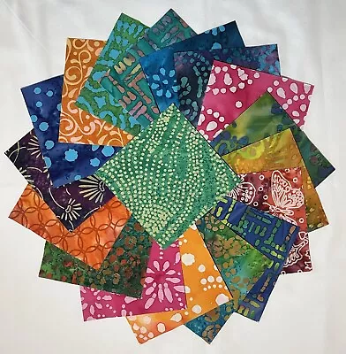 80 5  PreCut Quilting Squares ~ Charm Pack ~ Batik Fabric ~ 45 Unique Prints • $18