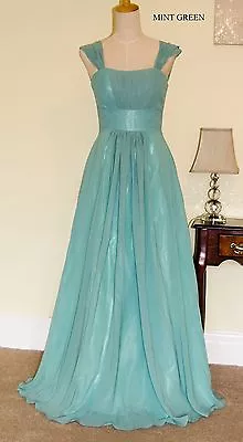 A-Line/Princess Full-Length Chiffon Bridesmaid Prom Dress JS17 Size 6-22 • £32.99