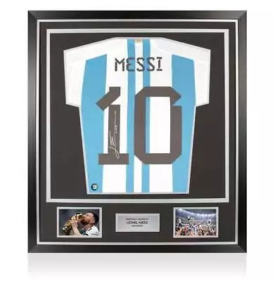 Framed Lionel Messi Signed Argentina Shirt: Home 2022-23 With Fan Style Numbers • £2014.99