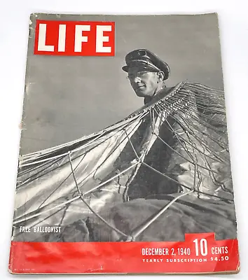 Vintage Life Magazine Dec 2 1940 Free Balloonist • $8