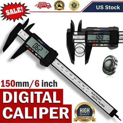 6  150mm Digital Caliper Micrometer LCD Gauge Vernier Electronic Measuring Ruler • $8.49