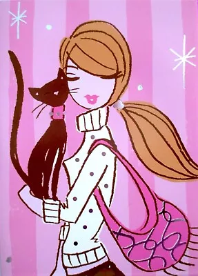 Papyrus Marcel Schurman Collection Girl With Cat Blank Notecard Greeting Card • $2.99