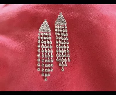 U CLIP On Rhinestone Diamanté Chandelier Crystal Drop Earrings  • £10