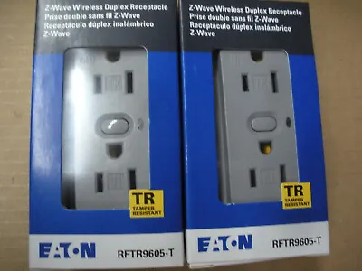 2 Eaton RFTR9605-TGY Z-Wave Duplex Receptacle Gray Lot Of 2 18 Lot Available • $45