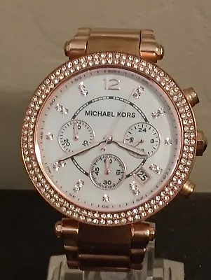 Michael Kors Mk5491 Parker Rose Gold Tone Chronograph Dial Womens Watch • $39.99