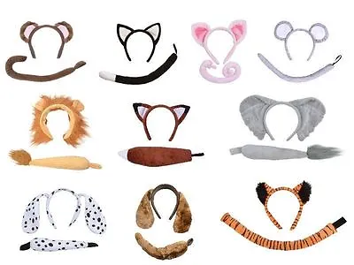 £4.45 • Buy Animal Theme Costume Set Ear Tail Headband Bow Set School Play Drama Fancy Dress