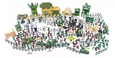 Big Playset Military Base Army Soldiers Tanks Planes Toy Gift 300 PCS • £24.98