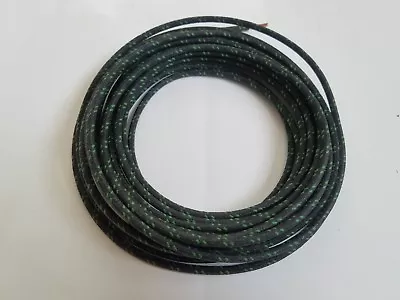 5 Feet Vintage Braided Cloth Covered Primary Wire 16 Gauge 16ga Black Green • $3.99