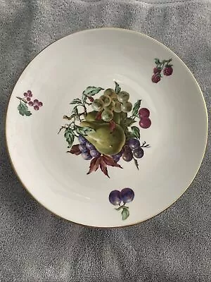 Vtg NAAMAN ISRAEL Porcelain Pedastal Cake Stand Plate FRUIT THEME 24k Trim • $30