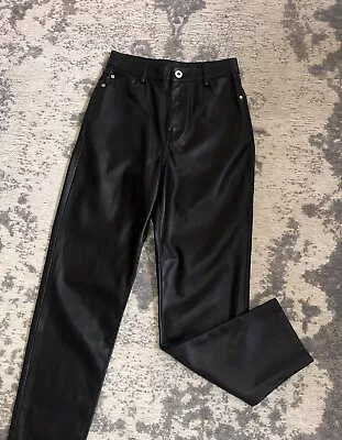 Black Zara Leather Mom Trousers / Jeans • £12