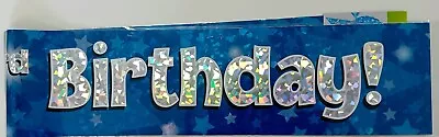 Holographic Foil Party Banner -  Happy 3rd Birthday . Blue • £2.99