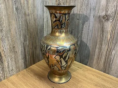 Vintage Brass Vase Made In Egypt Over 16 Inches Tall Umbrella Stand G5 • $55