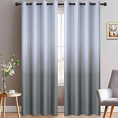 Yakamok Room Darkening Gray Gradient Color Ombre Curtains For Bedroom Thickening • $77.99