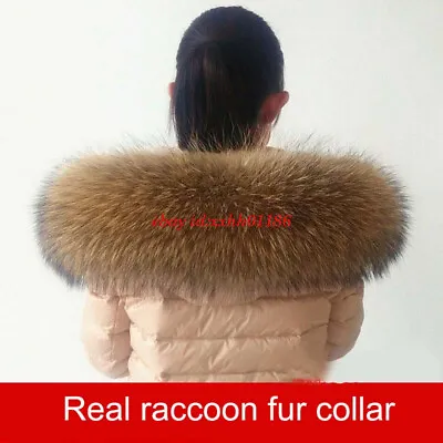 100% Real Fur Collar Real Raccoon Fur Scarf Trim For Men's /women's Hood Jacket • $51.29