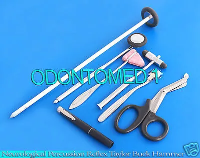 7 PCS Neurological Percussion Reflex Taylor Buck Hammer Pinwheel Diagnostic Set • $18.45