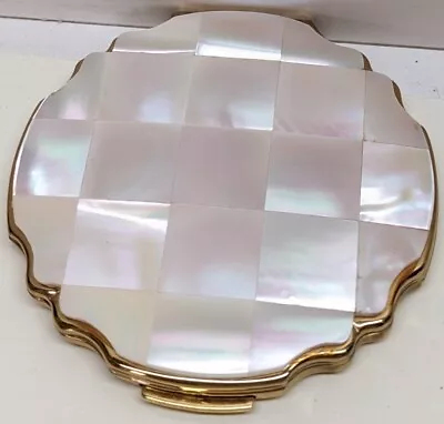 Old Vintage Stratton Abalone Shell Mother Of Pearl Compact Mirror UNUSED Scallop • $34.99