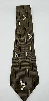 Walt Disney World Hidden Mickey Mouse Silk Necktie Brown Geometric Pattern • $12.99