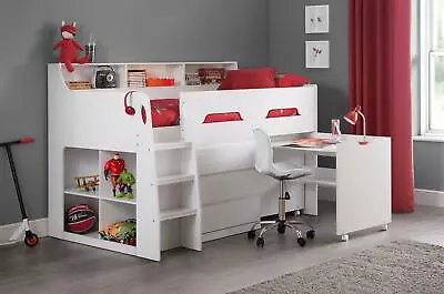 Jupiter Midsleeper White 3ft Single Cabin Loft Bed Frame For Kids Children • £682.99