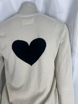 ZADIG & VOLTAIRE Kali CP Coeur Cardigan Heart Motif Sweater Size Small • $25