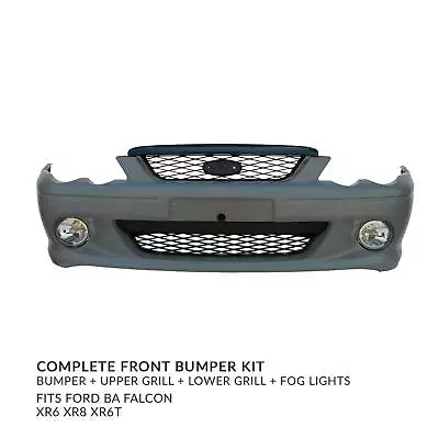 Complete Front Bumper Bar + Grilles + Fog Lights Fits Ford BA Falcon XR6 XR8 XR6 • $469