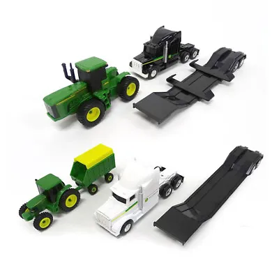 $36.05 • Buy 2PK John Deere Kids Die-Cast Farm 1:64 Vehicle Semi Hauler Truck Toys BLK/WHT