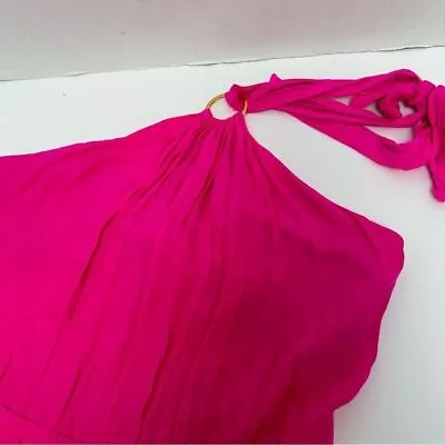 Alice + Trixie Gold Ring Hot Pink Fuchsia Silk Halter Tie Backless Dress Size XS • $31.99