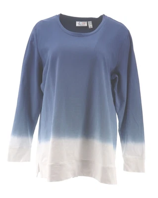 $27.98 • Buy Denim & Co French Terry Dip Dye Long-Sleeve Tunic Bright Navy XL NEW A346977