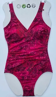 Swimsuit Miraclesuit Swimming Costume Shape Control Padded Red Rose UK10-12 US8 • £9.75