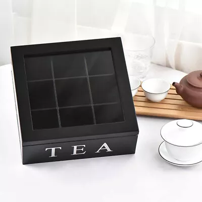 Tea Bag Storage Chest Box Wooden Jewellery Coffee Spice Organizer With Clear Lid • $28.99