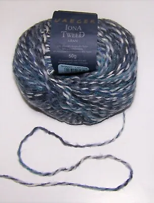 Lot Of 10 Balls Jaeger IONA TWEED Wool Blend Worsted Yarn #221 BLUE BLACK WHITE • $34
