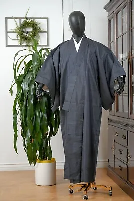 Dear Vanilla Japanese Silk Kimono Men's Robe Gown Authentic Japan Vintage Mint • $59