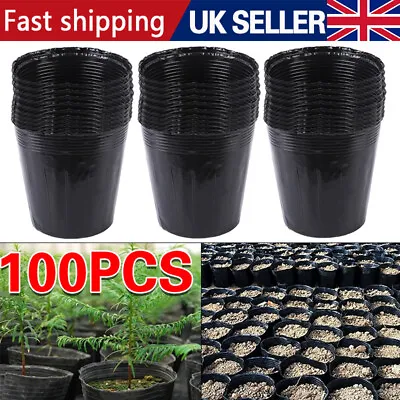 100PCS Plastic Plant Flower Pots Nursery Seedlings Garden Plant Pot Container UK • £5.99