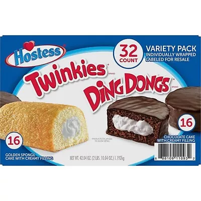 Hostess Twinkies & Ding Dongs Variety Pack (1.31 Oz. 32 Pk.) Chocolate Vanilla • $25.91