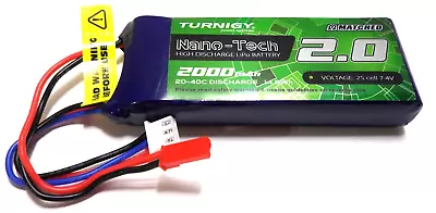 Turnigy Nano 2000mAh 2s 7.4v 20C - 40C Receiver Pack LiPo Battery W/JR Connector • £16.99