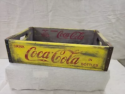 Wooden Coca Cola Retro Vintage Yellow Storage Crate • £35.95