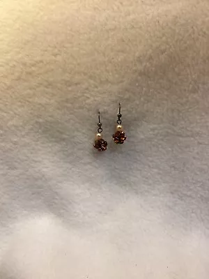 Vintage Antique Type Ladies Dangle Drop Amber Color Stone Earrings  • $16