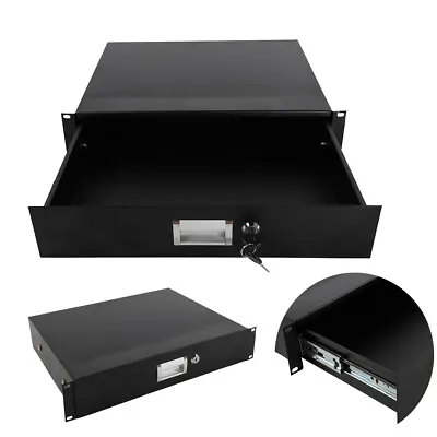 £28.69 • Buy 19 In Rack Mount 2U Locking Drawer Audio DJ Server Rack Storage Cabinet Black