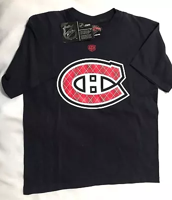 NWT Old Time Hockey Montreal Canadiens Youth Big Logo Crest T-Shirt - Navy Blue • $14.99