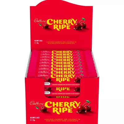 Cherry Ripe Chocolate Candy Bar 48 X 52g Milk Chocolate Cherry And Coconut Sweet • $84.99