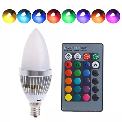 3W E12 E14 RGB LED Bulb 16 Colors Changing Candle Light Lamp With Remote Control • $10.07