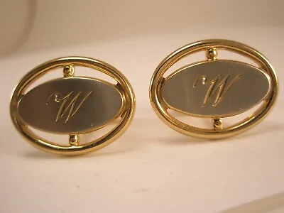 W Initial Monogram Letter Vintage HICKOK Cuff Links William Warren Walter Wil • $37.49